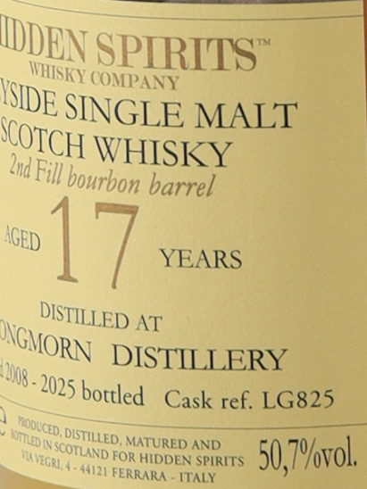 Hidden Spirits Longmorn 17 Years Old 2008 50.7%