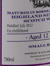 Load image into Gallery viewer, Edradour 12 Year Old 2012 Bordeaux Wine Cask Matured 48.2% - image 6