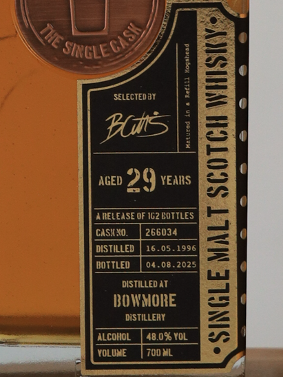 The Single Cask Bowmore 29 Years 1996 THE SINGLE CASK 15th Anniversary 48%