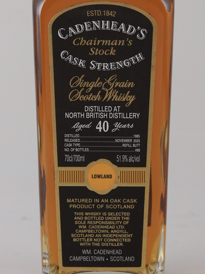 CADENHEAD'S Chairman's Stock North British 40 Years 1985 51.9%