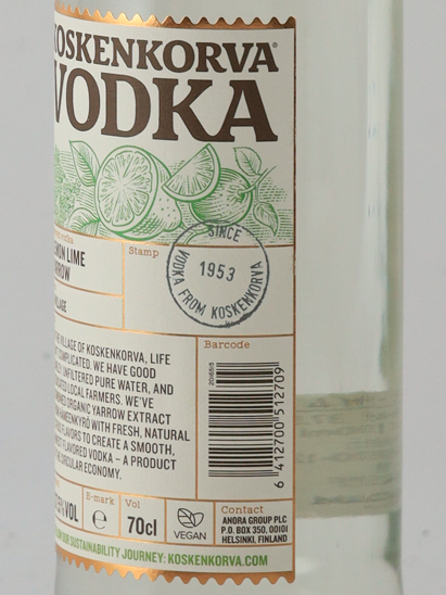 Koskenkorva Flavored Vodka Lemon Lime Yarrow