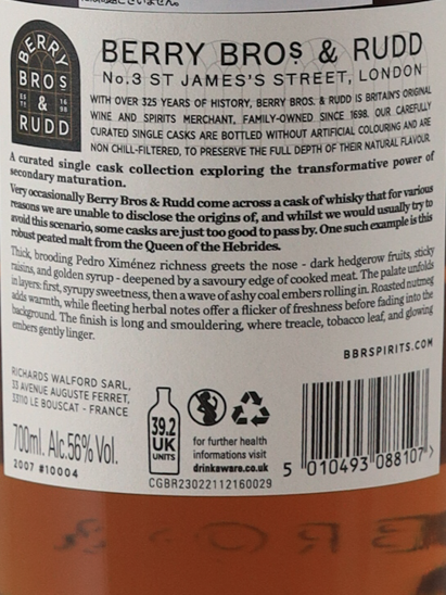 BB&R Odyssey Undisclosed Islay 18 Year 2007 56%
