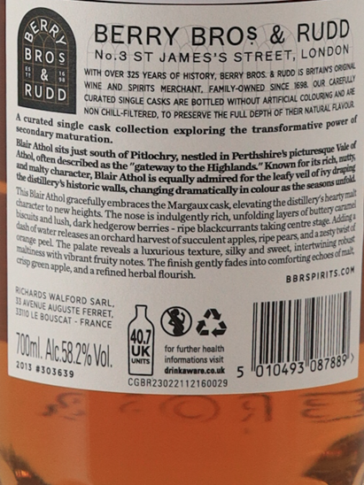 BB&R Odyssey Blair Athol 12 Year 2013 58.2%