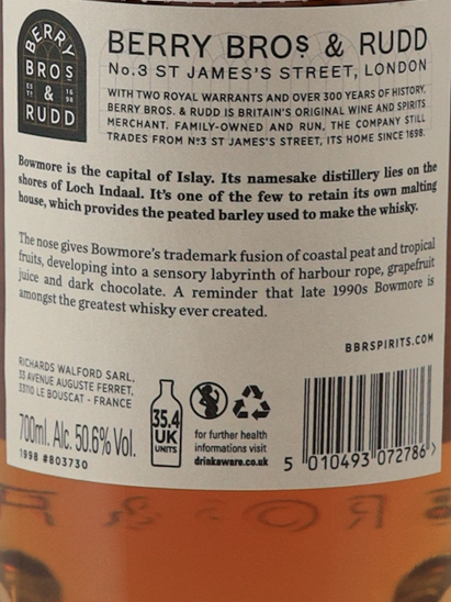 BB&R Bowmore 22 Years 1998 50.6%