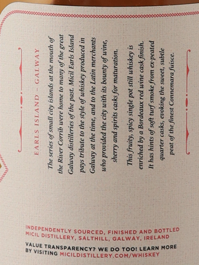 Micil Single Pot Still Earl's Island 46%
