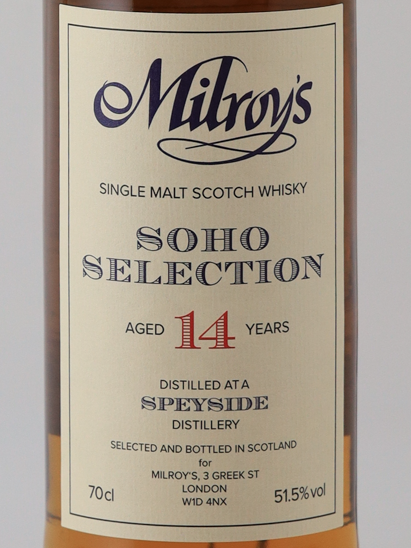 Milroy's Soho Selection Speyside 14 Years 2010 51.5%