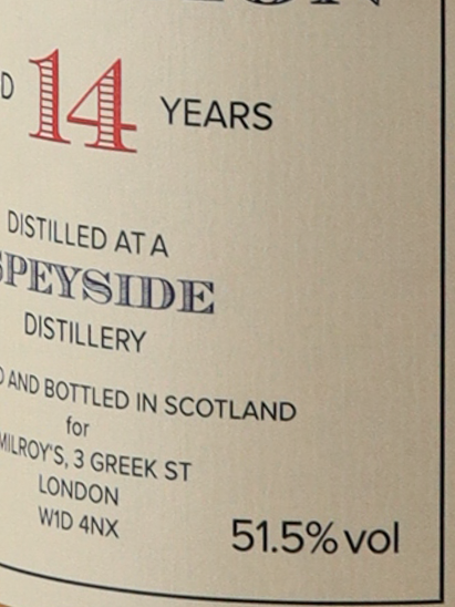 Milroy's Soho Selection Speyside 14 Years 2010 51.5%
