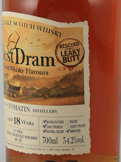 Best drum Tomatin 18 years 2007 54.2%