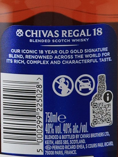Chivas Regal 18 Years 750ml [Parallel Import] No Box