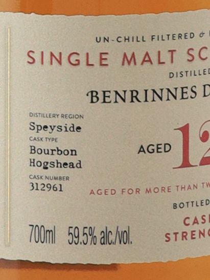 AD Rattray Benrinnes 12 years 2013 59.5%