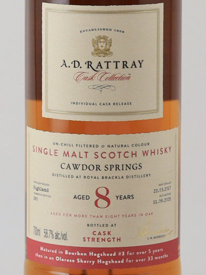 AD Rattray Royal Brackla 8 Years 2017 58.7%