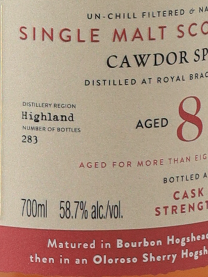 AD Rattray Royal Brackla 8 Years 2017 58.7%