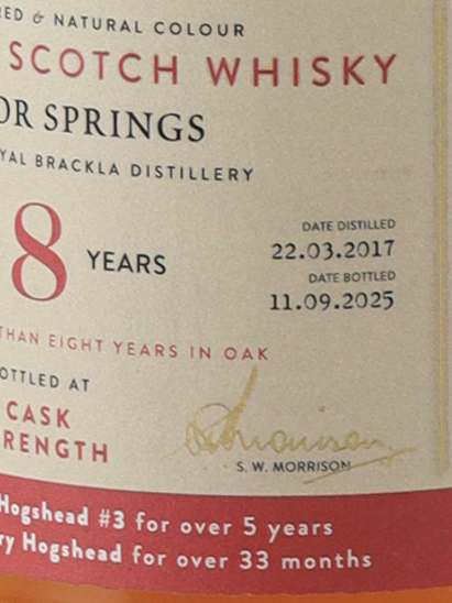 AD Rattray Royal Brackla 8 Years 2017 58.7%