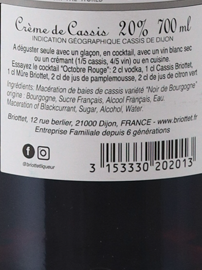Edmond Briottet Creme de Cassis de Dijon