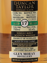 Load image into Gallery viewer, Duncan Taylor Single Cask Glen Moray 17 Years Old 2008 50.4%