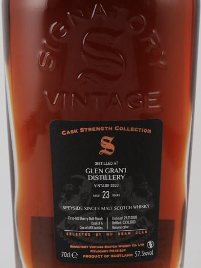 Signatory Glen Grant 23 years 2000 for WDC 57.3% (defective box)