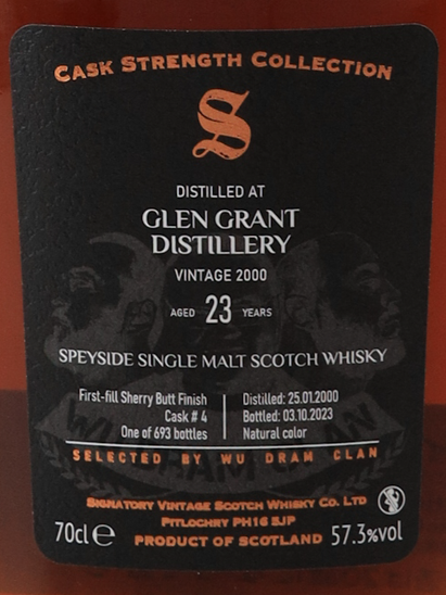 Signatory Glen Grant 23 years 2000 for WDC 57.3% (defective box)