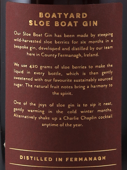 BOAT YARD SLOE BOAT GIN