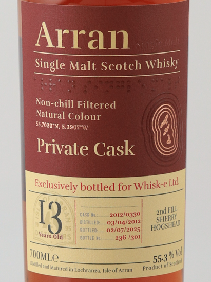 Arran 13 Years 2012 Sherry Hogshead 55.3%