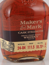 Load image into Gallery viewer, Maker's Mark Cask Strength Batch 24-04 55.75%