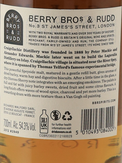 BB&R Craigellachie 11 years 2012 54.3% [Parallel Import]