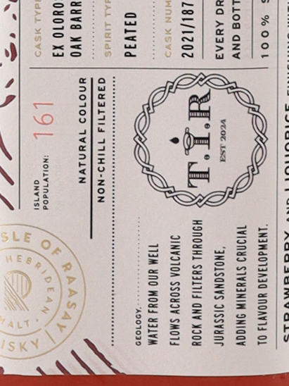 T.I.R Isle of Raasay 2021/2026 Peated Oloroso Dutch Oak 59.6%