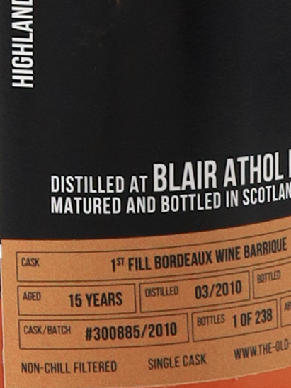 The Old Friends Blair Athol 15 Years 2010 54.9%