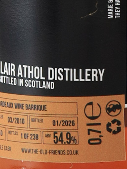 The Old Friends Blair Athol 15 Years 2010 54.9%