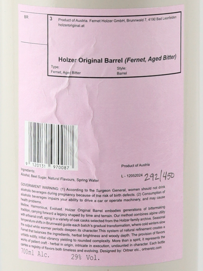 Holzer Original Barrel 700ml (defective label)