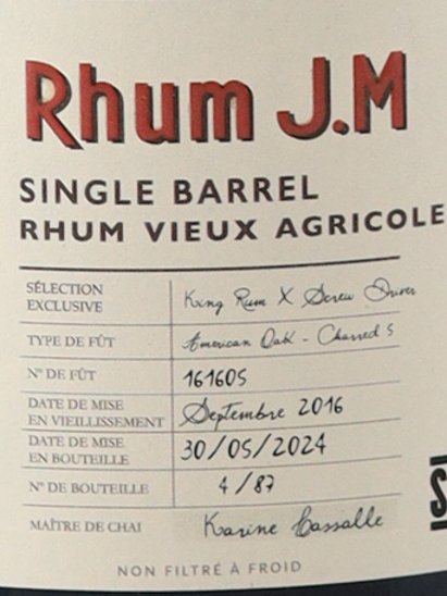 Rham JM SINGLE CASK 6 years 2016 for KING RUM × SCREW DRIVER 56.6%