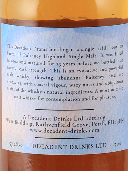Decadent Drams Pulteney 23 Years 2002 56.2%