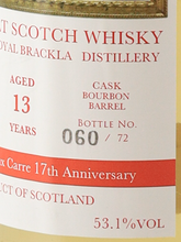 Load image into Gallery viewer, Royal Brackla 13 Years 2008 for The Bar Vieux Carre1 7th Anniversary Bottle 53.1% (defective label)