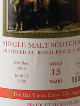 Load image into Gallery viewer, Royal Brackla 13 Years 2008 for The Bar Vieux Carre1 7th Anniversary Bottle 53.1% (defective label)
