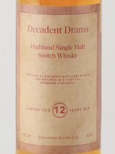 Load image into Gallery viewer, Decadent Drams Ben Nevis 12 Years 2012 Bourbon Cask 53%