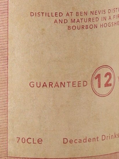 Decadent Drams Ben Nevis 12 Years 2012 Bourbon Cask 53%