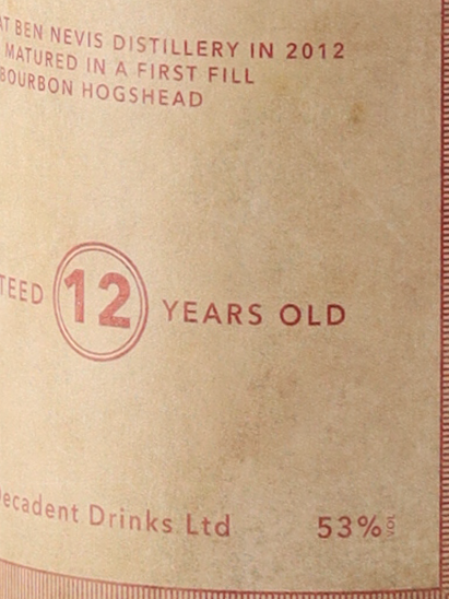Decadent Drams Ben Nevis 12 Years 2012 Bourbon Cask 53%
