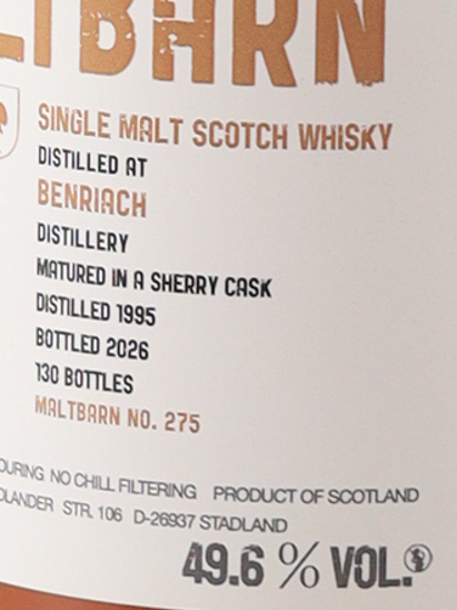 Maltbarn Benriach 31 Years Old 1995 49.6%