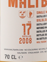 Load image into Gallery viewer, Maltbarn Balblair 17 Years Old 2008 53%