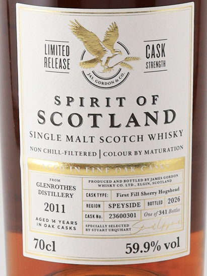 James Gordon Spirit of Scotland Glenrothes 14 Year Old 2011 59.9% - image 2