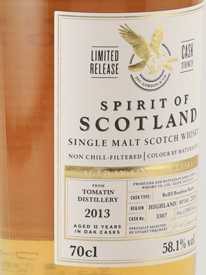 James Gordon Spirit of Scotland Tomatin 12 Year Old 2013 58.1% - image 3
