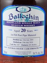 Load image into Gallery viewer, Ballechin 20 Year Old 2004 Port Pipe 54.7% (Label Defect) - image 3