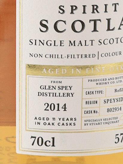 James Gordon Spirit of Scotland Glen Spey 11 Year Old 2014 57.4% - image 5
