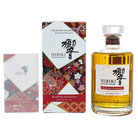 Hibiki Blossom Harmony 2024 bottle with red and gold floral presentation box and matching booklet