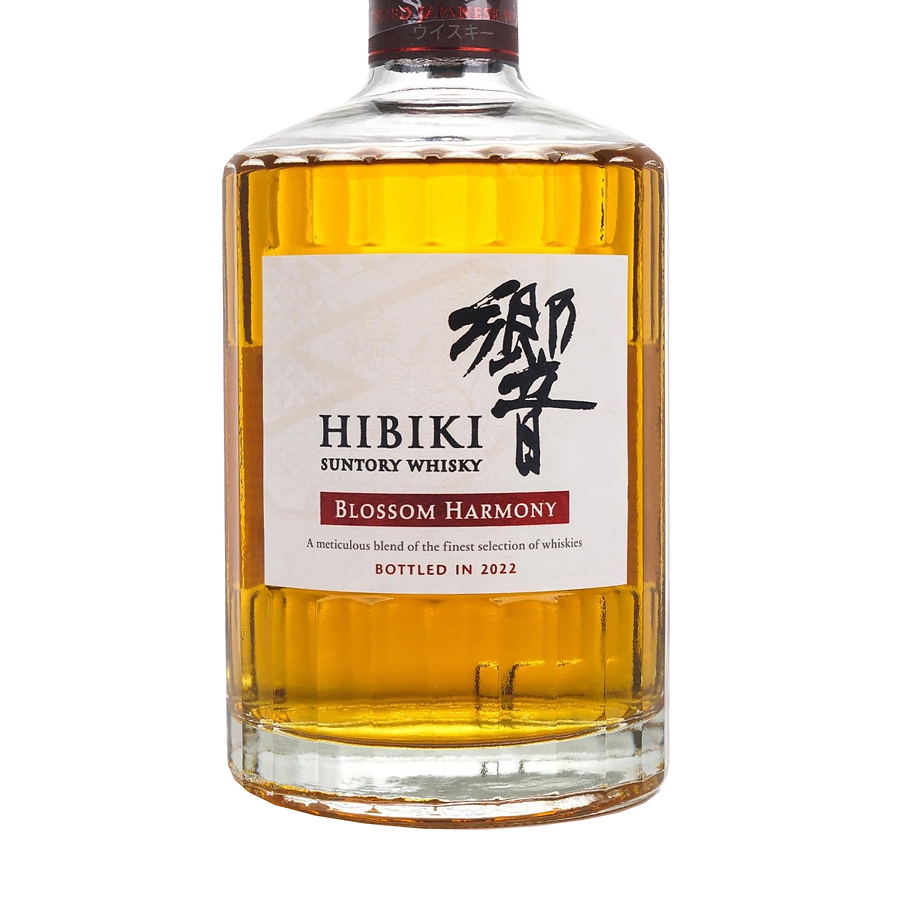 Hibiki Blossom Harmony 2022 front bottle label with red banner and Bottled in 2022 text
