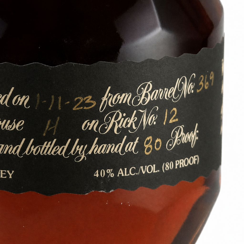 Blanton's Black Japan Edition barrel number and bottling label details