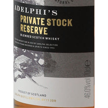 Load image into Gallery viewer, Adelphi Private Stock Reserve Peated 46% 700ml Blended Scotch Whisky - abv and volume label
