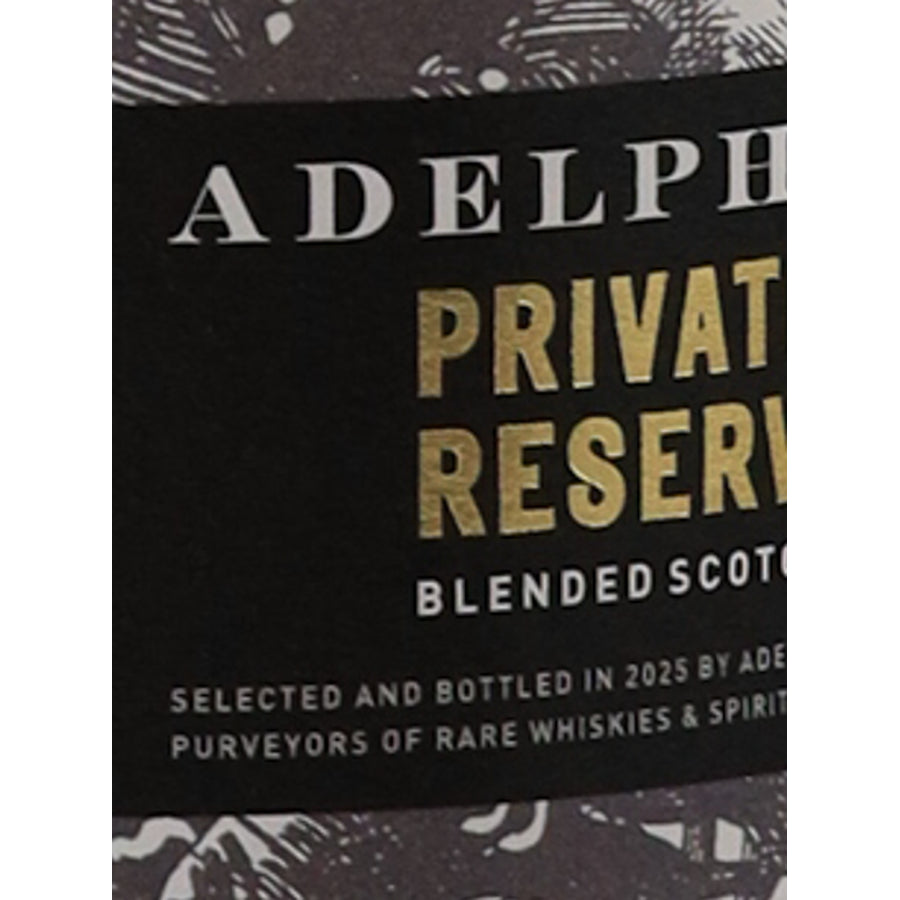 Adelphi Private Stock Reserve Peated 46% 700ml Blended Scotch Whisky - brand label detail