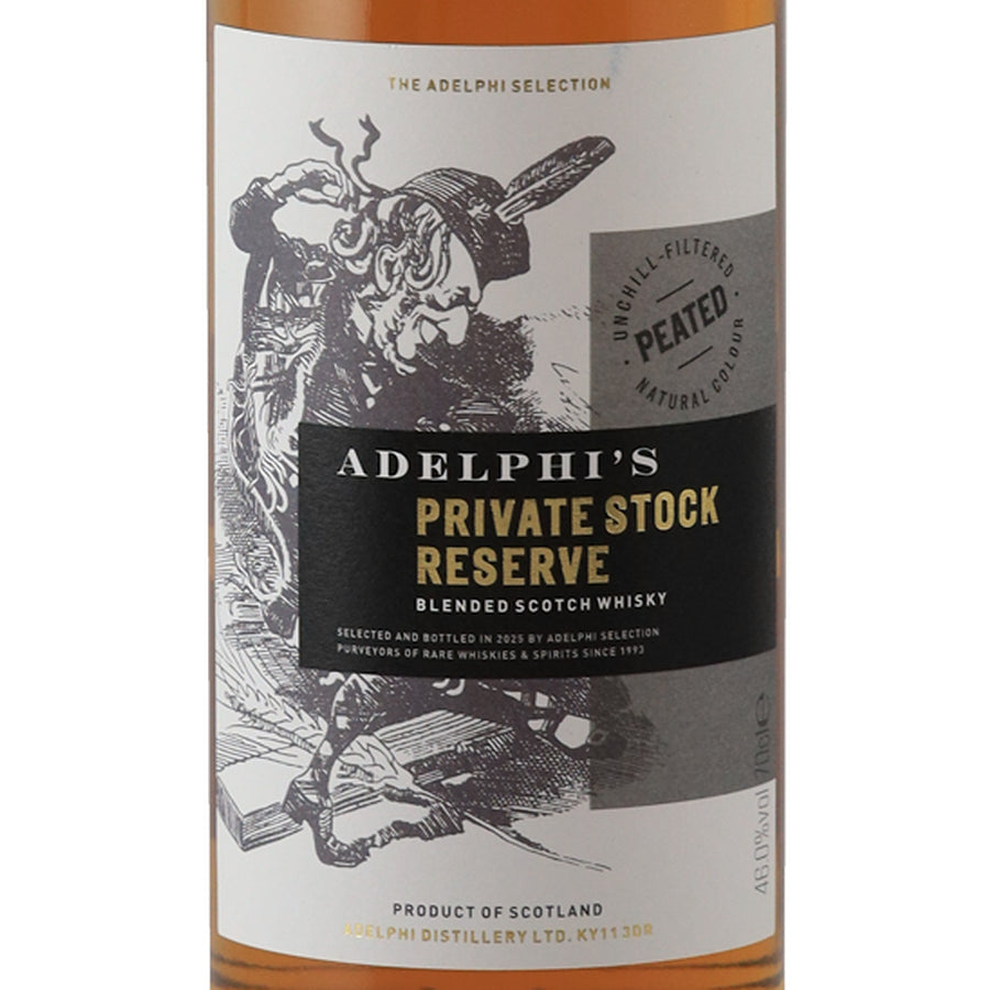 Adelphi Private Stock Reserve Peated 46% 700ml Blended Scotch Whisky - front label