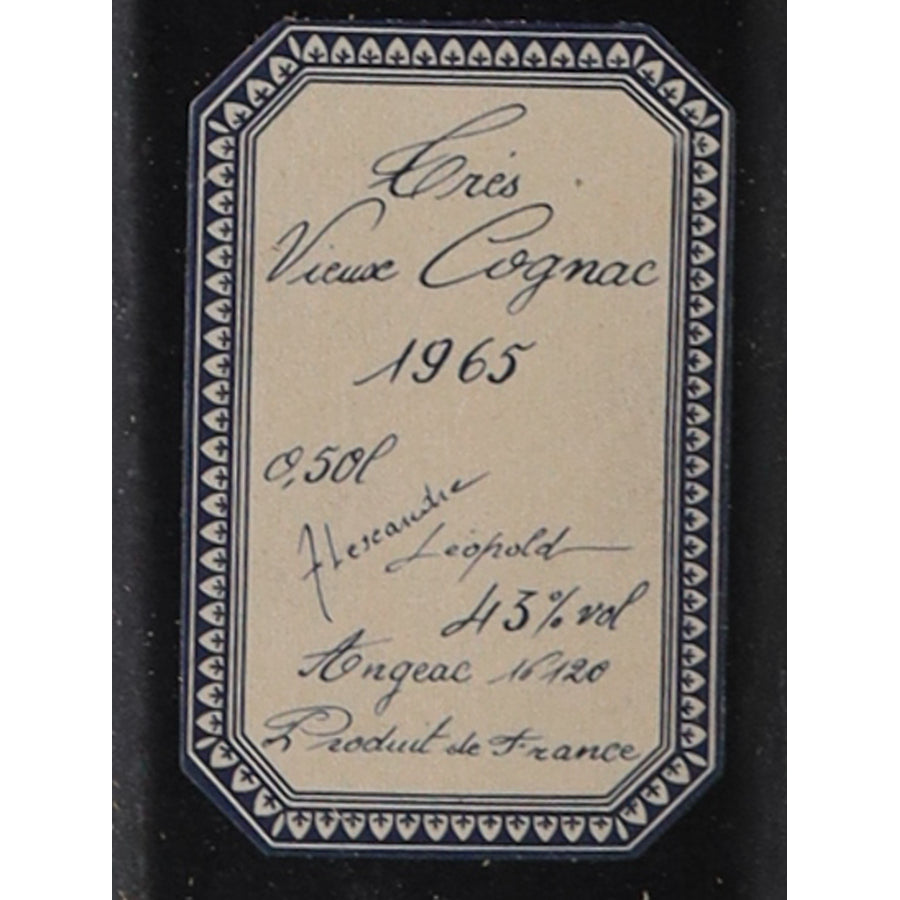 Alexandre Leopold 1965/1992 Cognac, 1965 vintage label close-up
