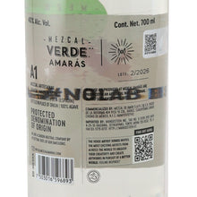 Load image into Gallery viewer, Amaras Verde Momento (10) Mezcal 700ml - Back label with barcode and QR code